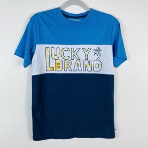 Lucky Brand Size Large Short Sleeve Crew Neck Classic Logo T-Shirt Blue